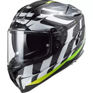 Casque LS2 FF327 Challenger CT2 Flames Carbone Blanc Jaune