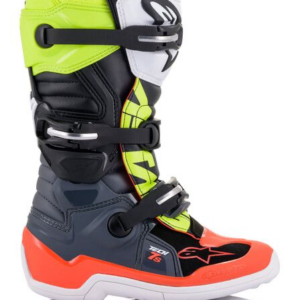 Bottes Enfant Alpinestars Tech 7S Gris foncé Rouge fluo Jaune fluo