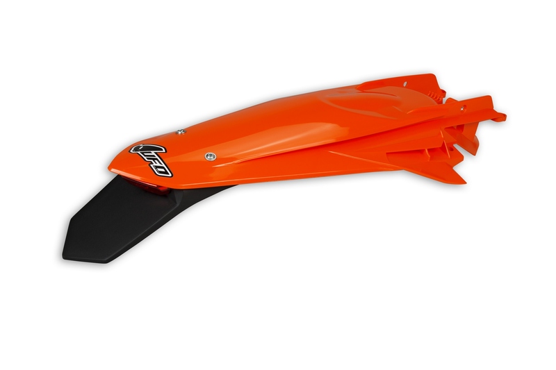 Garde-boue arrière + support de plaque avec feu UFO orange KTM EXC/EXC-F