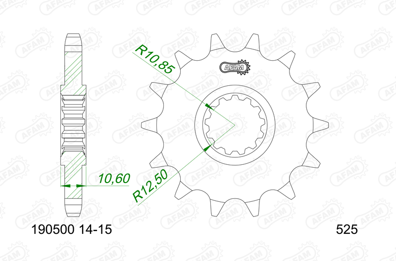 Pignon AFAM acier standard – 525