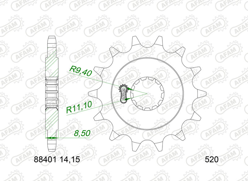 Pignon AFAM acier standard – 520