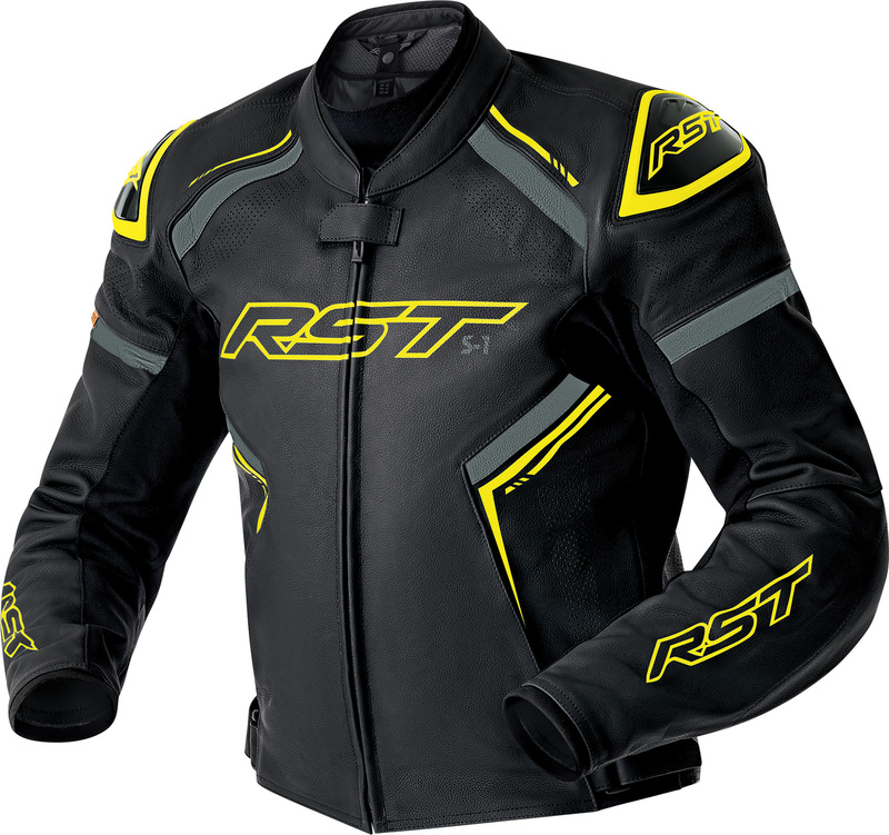 Veste RST S1 D3O cuir – noir/jaune fluo
