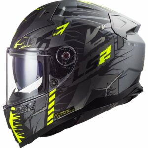 CASQUE LS2 VECTOR 2 FF811 TECHBOT TITANIUM MAT JAUNE FLUO
