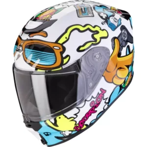 Casque Scorpion Exo JNR – Fun – Blanc / Bleu