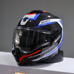 Casque SCORPION EXO TECH EVO CARBON COSY NOIR BLEU ROUGE