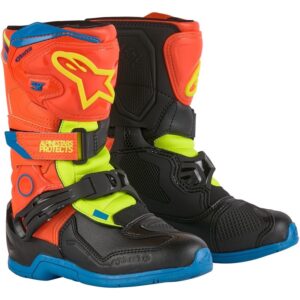 BOTTES ALPINESTARSTECH 3S KIDS ORANGE FLUO / ENAMEL BLUE / YELLOW FLUO
