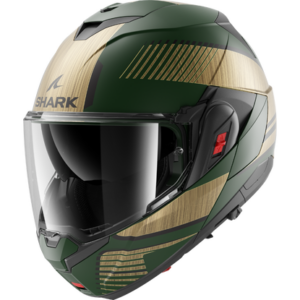 Casque modulable Shark Oxo Sikter green/chrome/gold mat