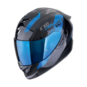 Casque SCORPION EXO 1400 EVO II CARBON AIR PLATTED NOIR BLEU