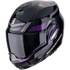 SCORPION Casque Exo-Tech Evo Conquer Noir Mat Argent Violet