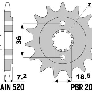 Pignon PBR acier standard – 520