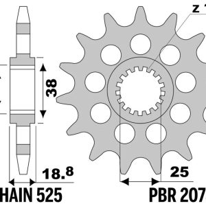 Pignon PBR acier standard – 525