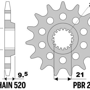 Pignon PBR acier standard – 520