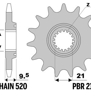 Pignon PBR acier standard – 520