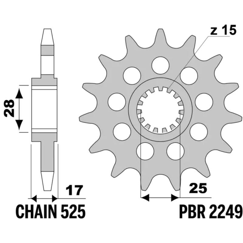 Pignon PBR acier standard – 525
