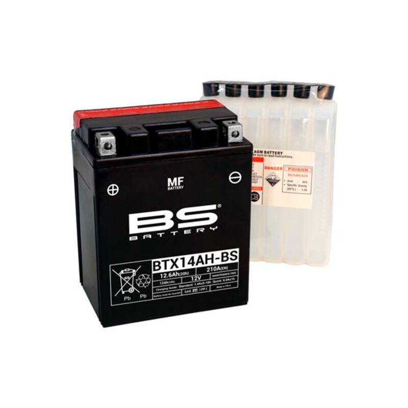 Batterie BS BATTERY sans entretien avec pack acide – BTX14AH-BS