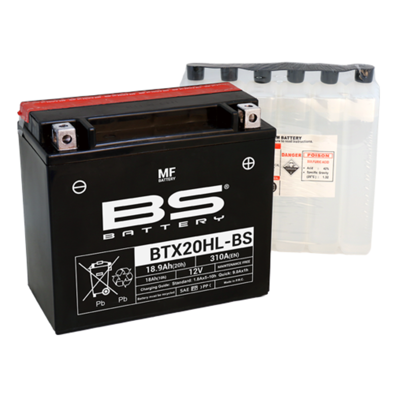 Batterie BS BATTERY sans entretien avec pack acide – BTX20HL-BS