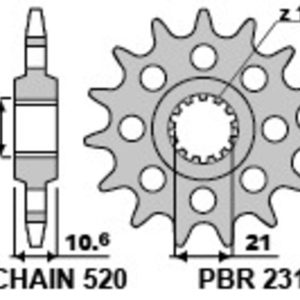 Pignon PBR acier standard – 520