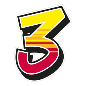 Jeu de 2 stickers « 3 » MALOSSI Enko 4 – 12,14X19 cm