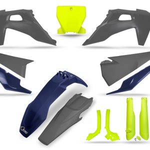 Kit plastiques UFO jaune fluo/bleu/gris – Husqvarna