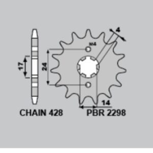 Pignon PBR acier standard – 428