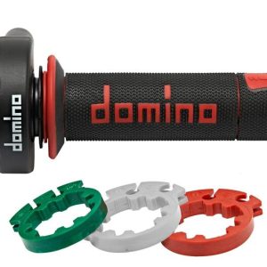 Poignée de gaz DOMINO XM2 Racing avec revêtements A450 – noir/rouge