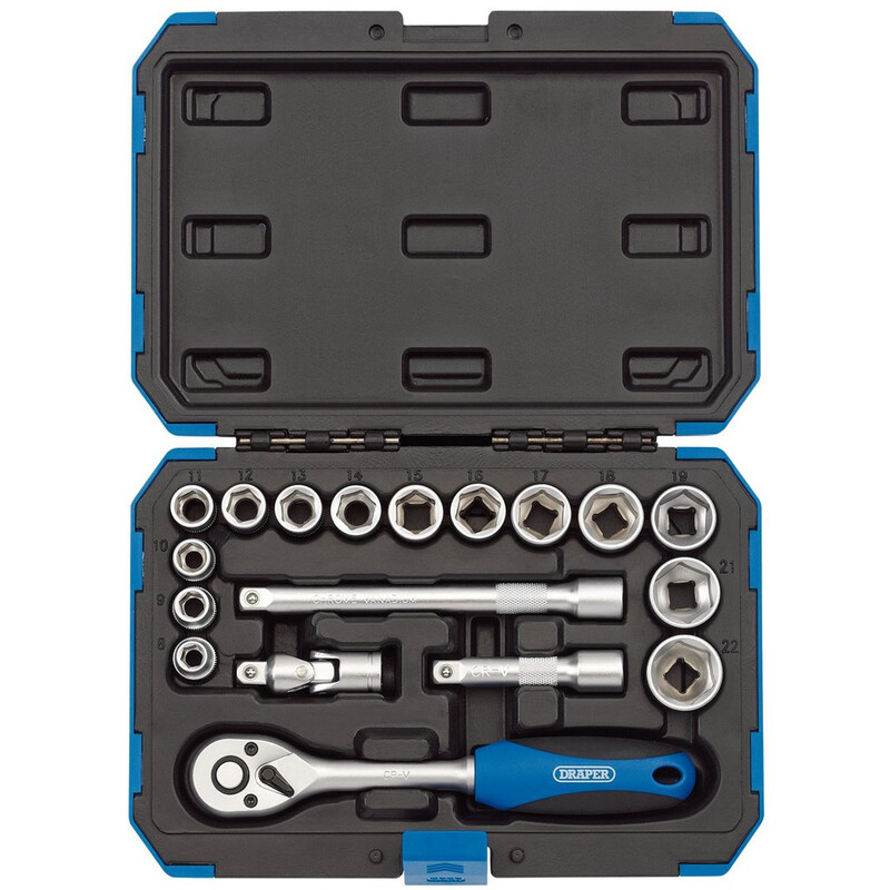 Coffret douilles & cliquet 3/8&Prime; DRAPER métrique & pouce 18 pièces