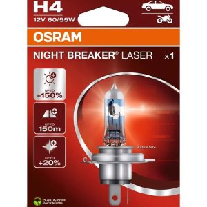Ampoule OSRAM H4 Night Breaker Laser 12V 60/55W P43t-38 – à l&rsquo;unité