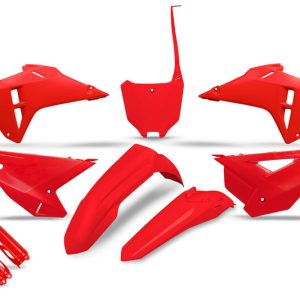 Kit plastiques complet avec protections de fourche UFO – rouge