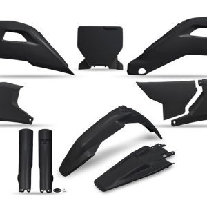 Kit plastiques complet avec protections de fourche UFO – noir