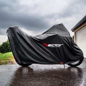 Housse de protection intérieure/extérieure VECTOR H20 pour moto/scooter avec top case – noir – XL
