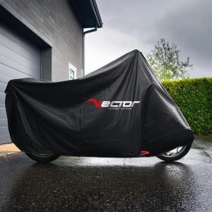 Housse de protection extérieure VECTOR Heavy Duty pour moto/scooter avec top case et bulle haute – noir – XL