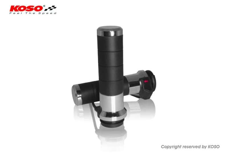 Poignées chauffantes KOSO Titan-X avec interrupteur intégré – chrome