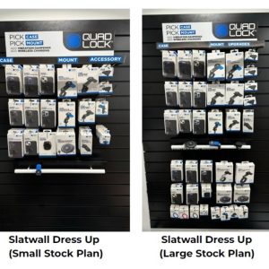 Présentoir type Slatwall QUAD LOCK – français