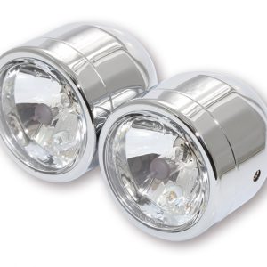 Feux avant additionnels (3-1/2&Prime;) HIGHSIDER smart – feu de route et feu de position – homologué E – chromé – paire