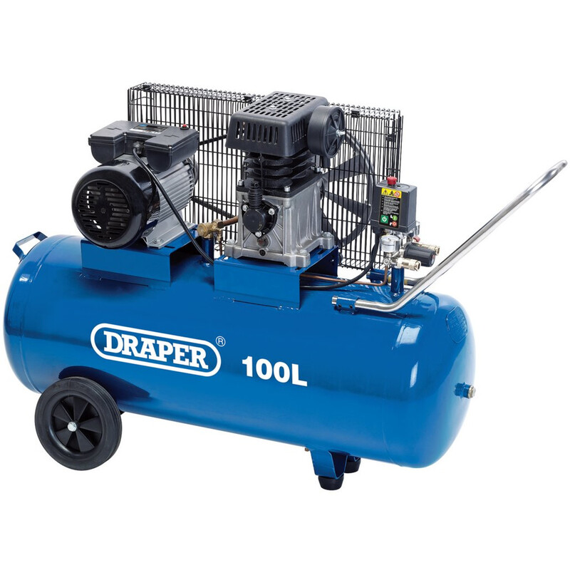 Compresseur d&rsquo;air à entraînement par courroie DRAPER 100 L – 2,2 kW/3 ch
