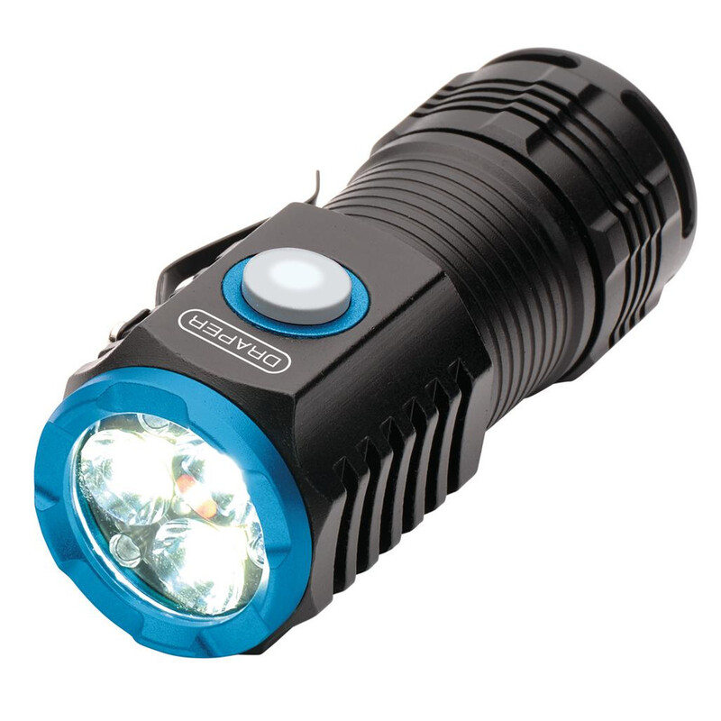 Lampe torche de poche LED rechargeable DRAPER – 3 x 8 W, 1 800 lumens