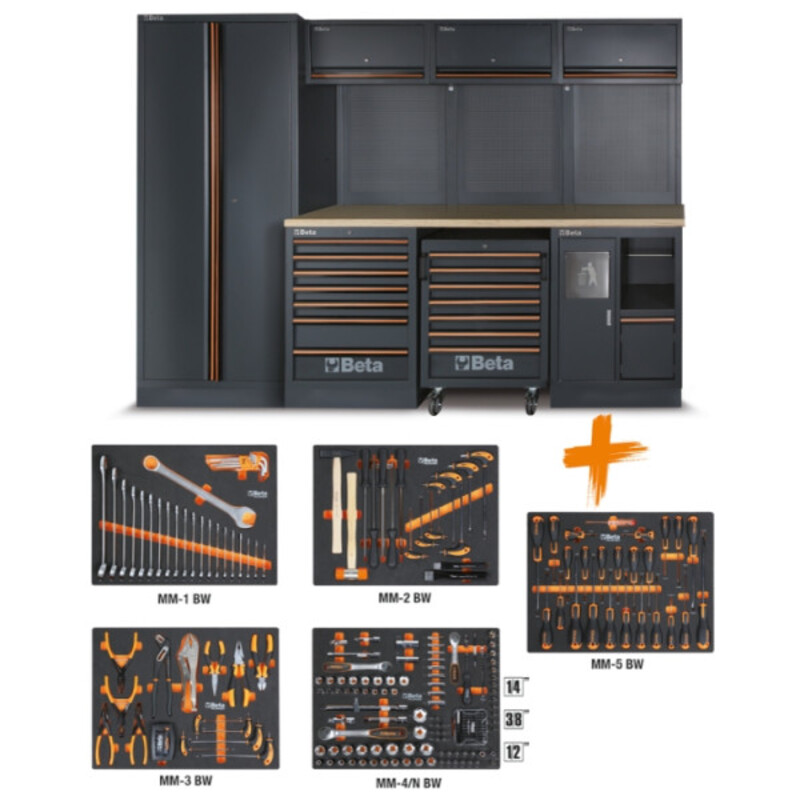 Combinaison d&rsquo;ameublement d&rsquo;atelier BETA TOOLS C45PRO 2.0 W avec 268 outils Beta Worker