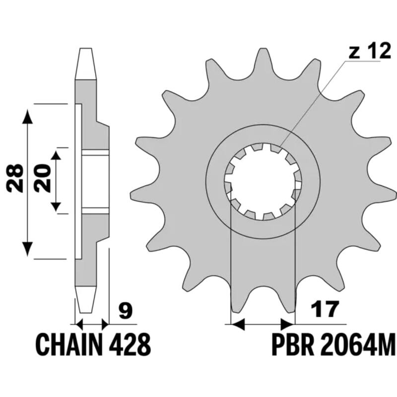 Pignon PBR acier standard – 428