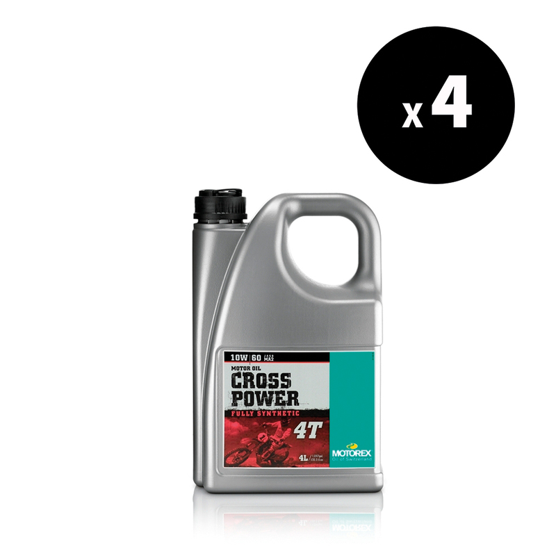 Huile moteur MOTOREX Cross Power 4T – 10W60 JASO MA2 – 4L (x4)