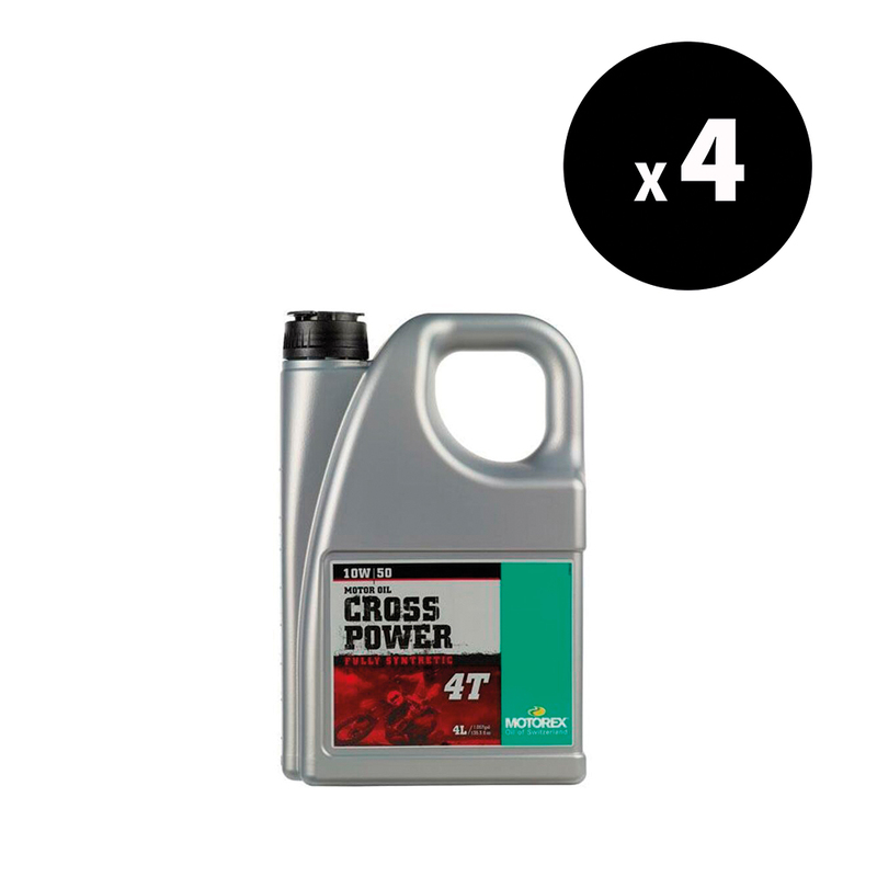 Huile moteur MOTOREX Cross Power 4T – 10W50 JASO MA2 – 4L (x4)