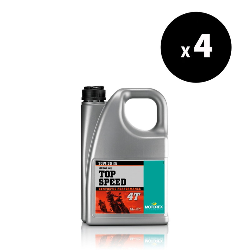 Huile moteur MOTOREX Top Speed 4T – 10W30 JASO MA2 – 4L (x4)