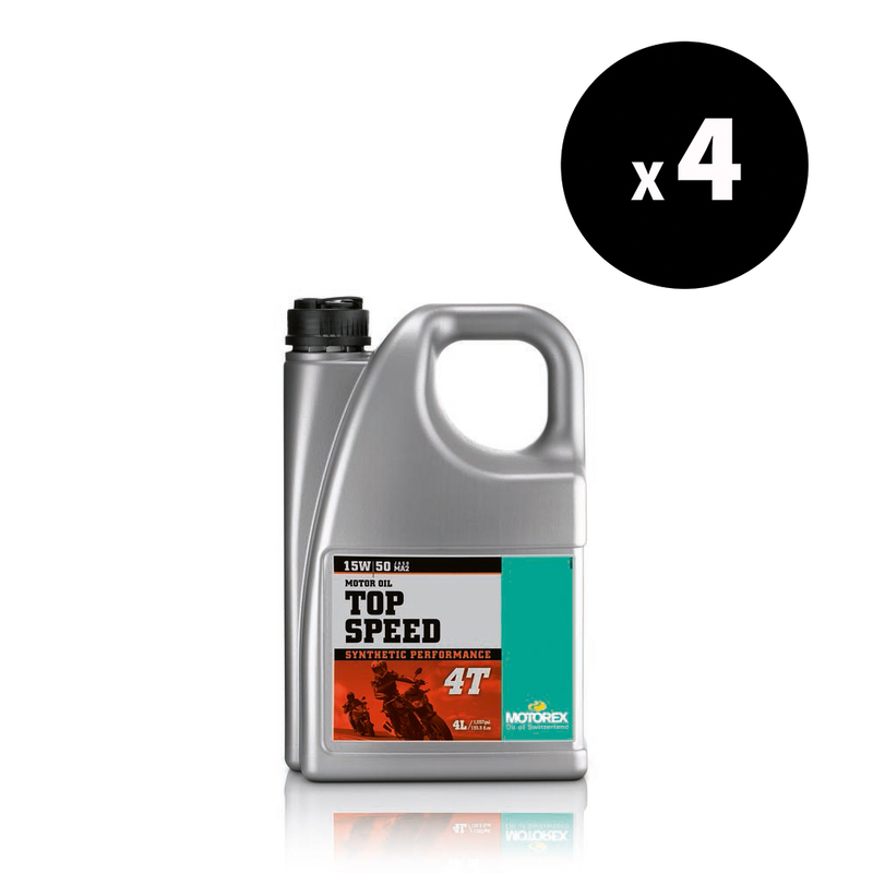 Huile moteur MOTOREX Top Speed 4T – 15W50 JASO MA2 – 4L (x4)