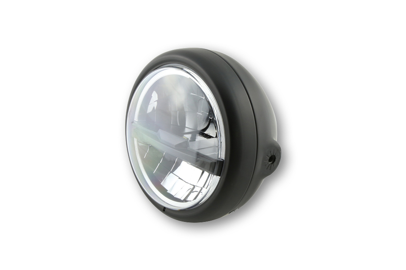 Feu avant LED HIGHSIDER pro Pecos Type 5 – 5 3/4 pouces – lentilles noires – fixation latérale – noir