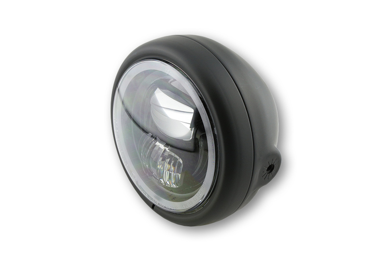 Feu avant LED HIGHSIDER pro Pecos Type 7 – 5 3/4 pouces – fixation latérale – avec feu de stationnement Ring – noir