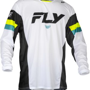Maillot FLY RACING Kinetic Prix – blanc/noir/Hi-Vis